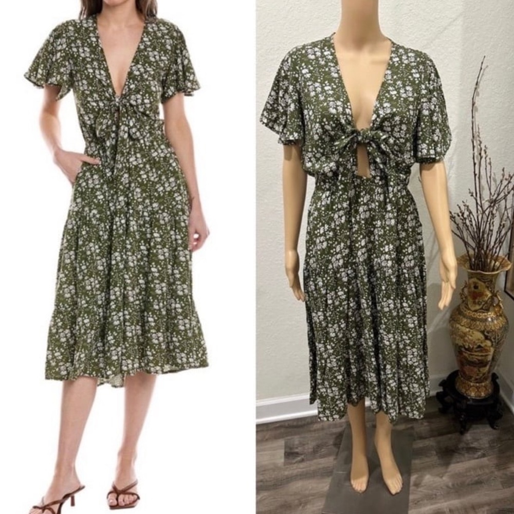 Walker & Wade Amelia midi green dress S
